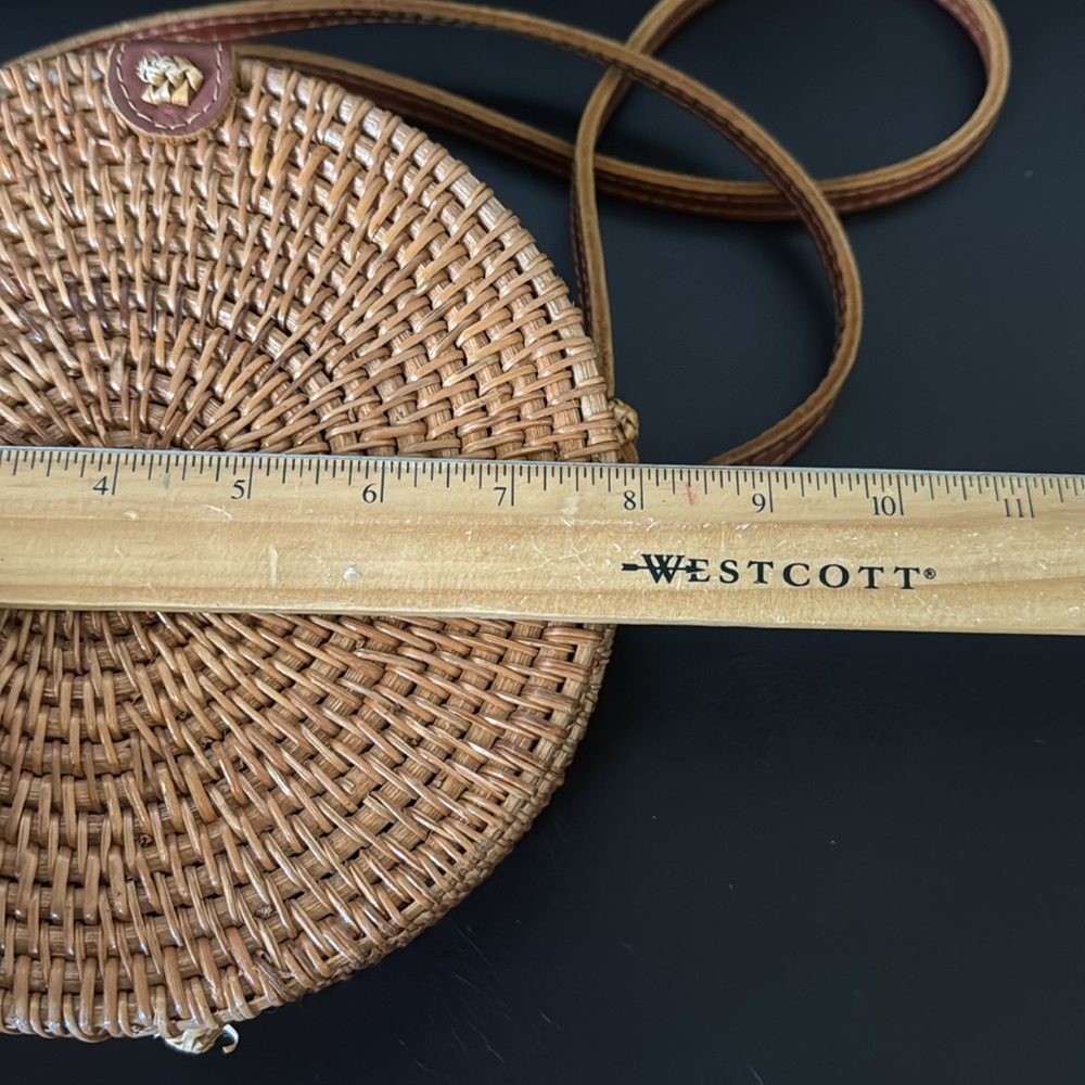 Boho Woven Rattan 8” Crossbody Bag - Picture 6 of 8